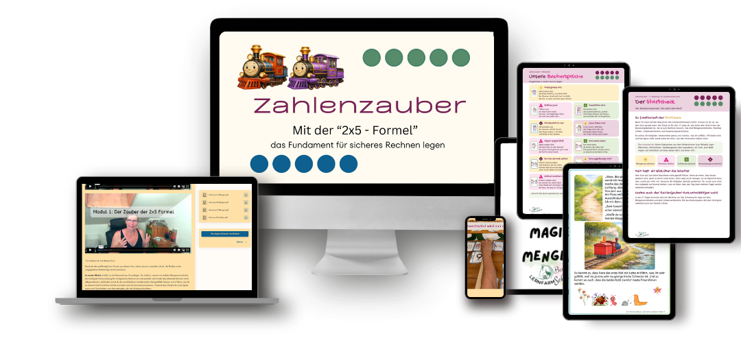 Zahlenzauber auf Computer, Laptop, Tablet und Handy: Kursvideos, Geschichten und Materialien