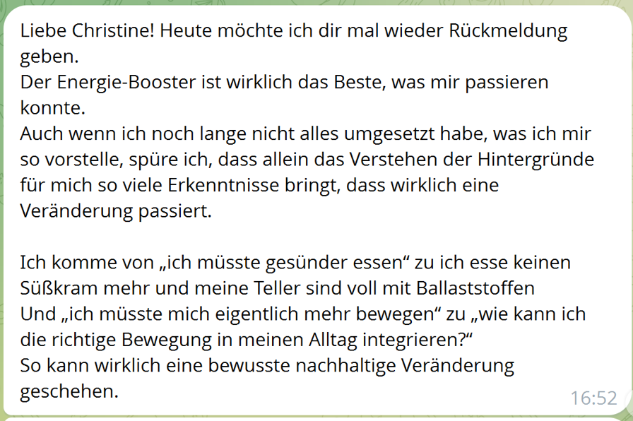 Screenshot eines begeisterten Testimonials