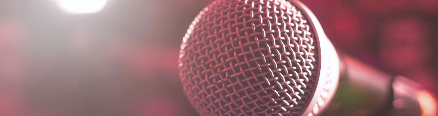 Nahaufnahme eines professionellen Mikrofons bei einer Veranstaltung