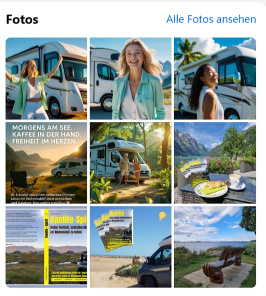 Collage von meiner Facebook-Seite mit Inspirationen zum Vanlife-Spirit