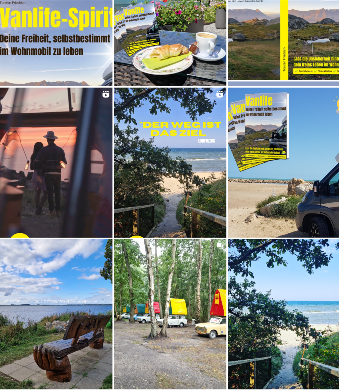 Instagram-Seite - Eine bunte Collage aus Abenteuern, Freiheit und Inspiration